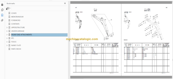 Hitachi ZX16-3 Hydraulic Excavator Parts Catalog & Equipment Components Parts Catalog