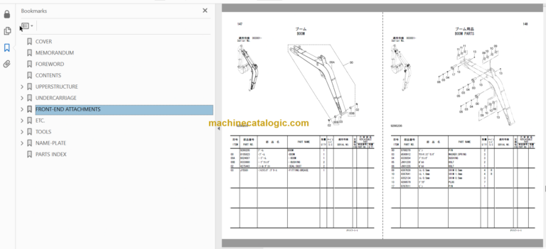 Hitachi ZX16-3 Hydraulic Excavator Parts Catalog & Equipment Components Parts Catalog