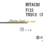 Hitachi F125 TRUCK CRANE PARTS LIST
