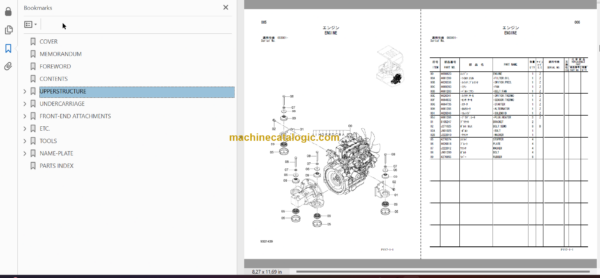 Hitachi ZX16-3 Hydraulic Excavator Parts Catalog & Equipment Components Parts Catalog