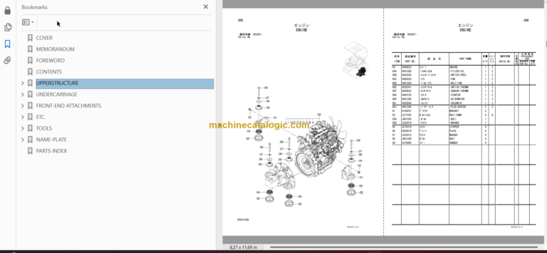Hitachi ZX16-3 Hydraulic Excavator Parts Catalog & Equipment Components Parts Catalog