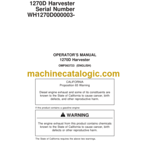 Timberjack 1270D Harvester Operators Manual (SN WH1270D000003-)