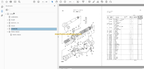 Hitachi JD792D Hydraulic Excavator Parts Catalog & Equipment Components Parts Catalog