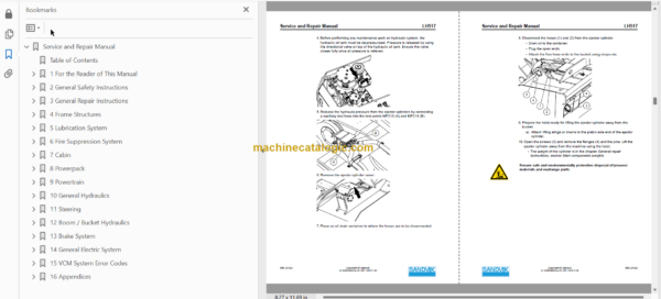 Sandvik LH517 Mining Loader Service and Parts Manual (L617D441)