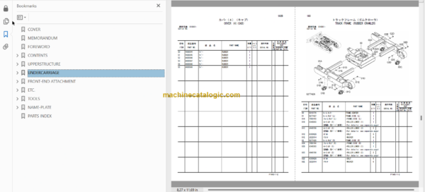 Hitachi ZX17U-2 Hydraulic Excavator Parts Catalog & Equipment Components Parts Catalog