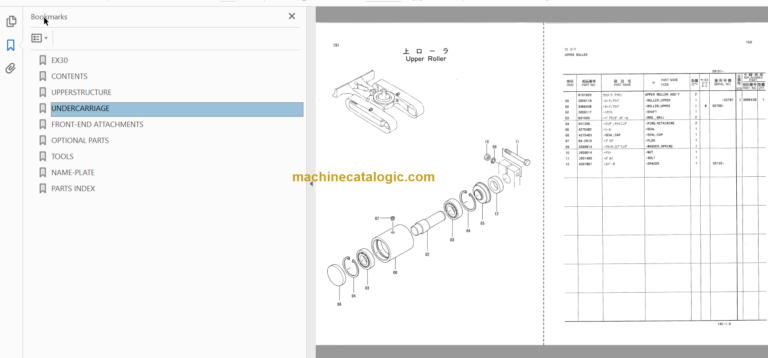 Hitachi EX30 Excavator Parts Catalog & Equipment Components Parts Catalog