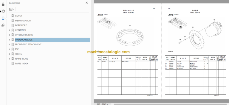 Hitachi ZX17U-2 Hydraulic Excavator Parts Catalog & Equipment Components Parts Catalog