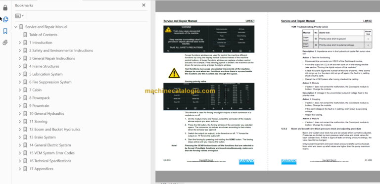 Sandvik LH517i Mining Loader Service and Parts Manual (L517DLMA0A0876)