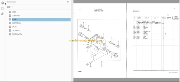 Hitachi EX30 Excavator Parts Catalog & Equipment Components Parts Catalog