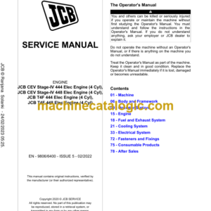 JCB 4 Cyl Elec Engine (T4F CEV Stage lV) Service Manual