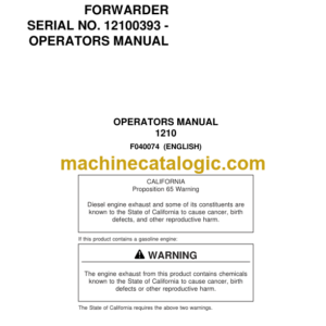 Timberjack 1210 Forwarder Operator's Manual