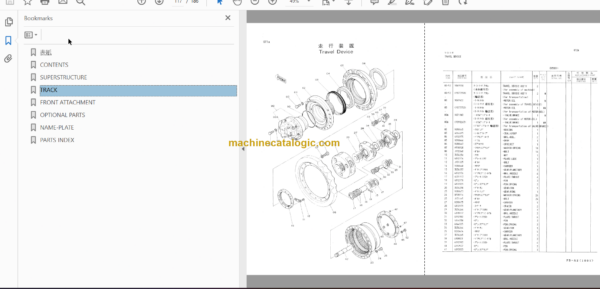 Hitachi Hitachi JD892D Hydraulic Excavator Parts Catalog & Equipment Components Parts Catalog