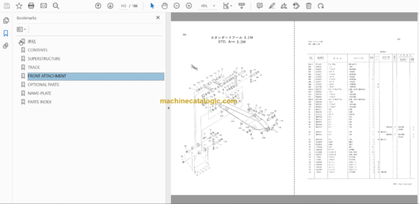 Hitachi Hitachi JD892D Hydraulic Excavator Parts Catalog & Equipment Components Parts Catalog