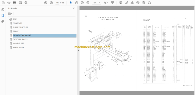 Hitachi Hitachi JD892D Hydraulic Excavator Parts Catalog & Equipment Components Parts Catalog