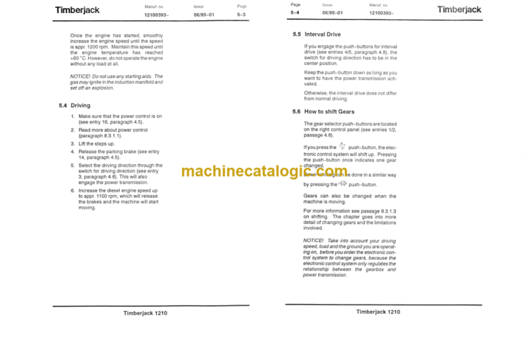 Timberjack 1210 Forwarder Operator's Manual