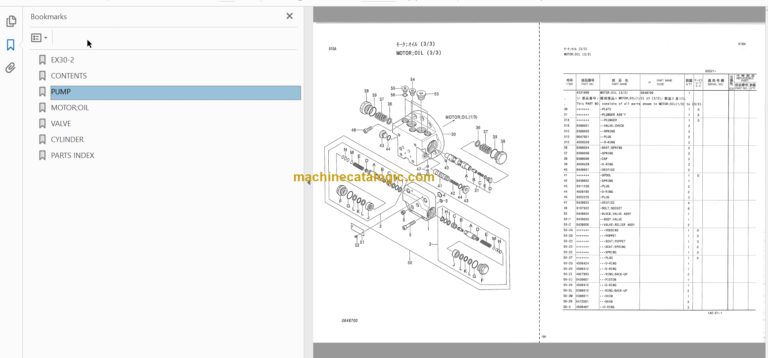 Hitachi EX30-2 Excavator Parts Catalog & Equipment Components Parts Catalog