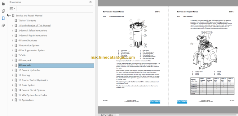 Sandvik LH517 Mining Loader Service and Parts Manual (L717D576)