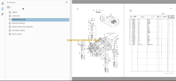 Hitachi Hitachi JD892E Excavator Parts Catalog & Equipment Components Parts Catalog