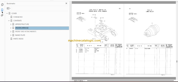 Hitachi ZX18 Hydraulic Excavator Parts Catalog & Equipment Components Parts Catalog