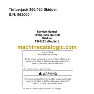 Timberjack 360 460 Skidder Service Manual SN 962000 -