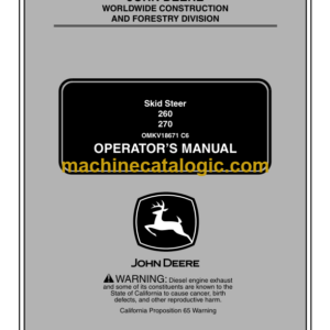 John Deere 260 270 Skid Steer Operators Manual (OMKV18671)