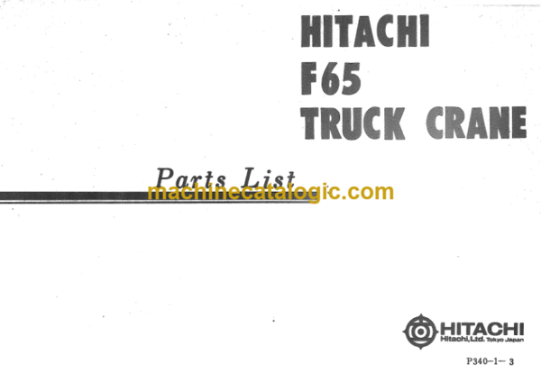 Hitachi F65 TRUCK CRANE PARTS LIST