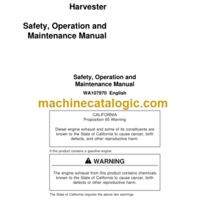 Waratah HTH622B Series Harvester Safety Operation and Maintenance Manual