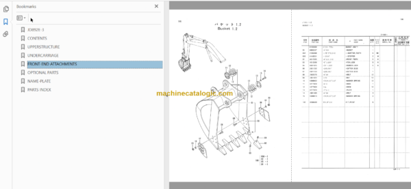 Hitachi JD892E-3 Excavator Parts Catalog & Equipment Components Parts Catalog