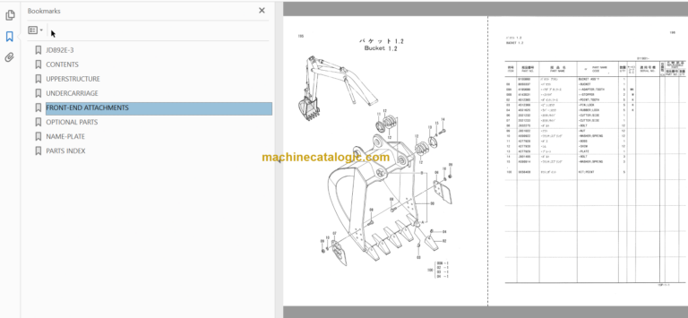 Hitachi JD892E-3 Excavator Parts Catalog & Equipment Components Parts Catalog