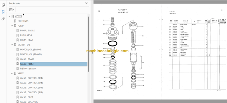 Hitachi JD892E-3 Excavator Parts Catalog & Equipment Components Parts Catalog