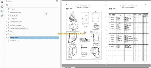 Hitachi ZX18-3 Hydraulic Excavator Parts Catalog & Equipment Components Parts Catalog