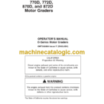 John Deere 670D 672D 770D 772D 870D and 872D Motor Graders Operators Manual (OMT202890)