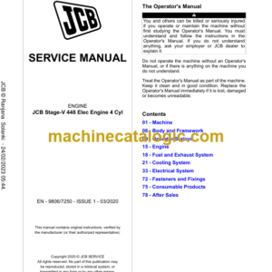 JCB Stage-V 448 Elec Engine 4 Cyl Service Manual