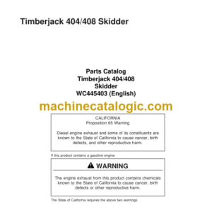 Timberjack 404 408 Skidder Parts Catalog (WC445403)