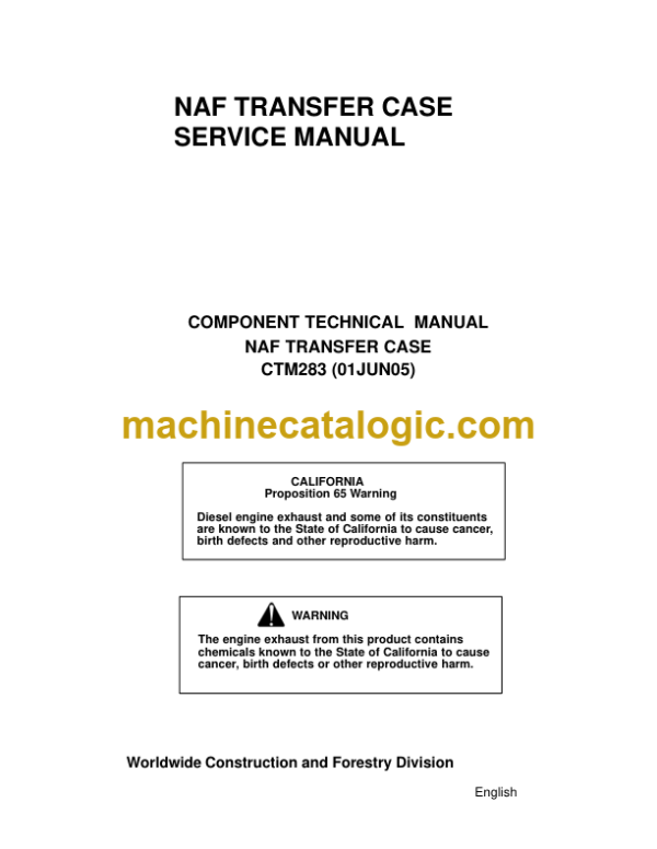Timberjack CTM283 NAF TRANSFER CASE SERVICE MANUAL