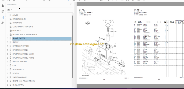 Hitachi ZX19-5A Hydraulic Excavator Parts Catalog & Equipment Components Parts Catalog