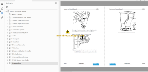 Sandvik LH514 Mining Loader Service and Parts Manual (L914D1006)