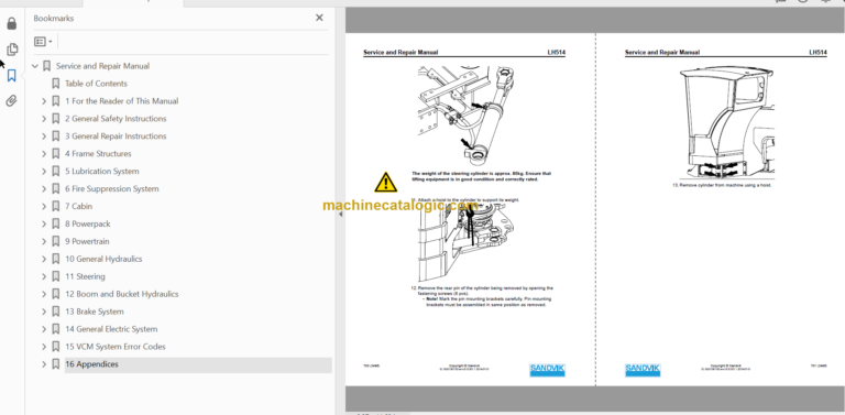 Sandvik LH514 Mining Loader Service and Parts Manual (L914D1006)