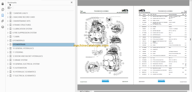 Sandvik LH621i Mining Loader Service and Parts Manual (L621DCPA0A0744)