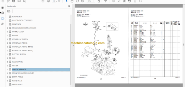 Hitachi ZX19-5A Hydraulic Excavator Parts Catalog & Equipment Components Parts Catalog