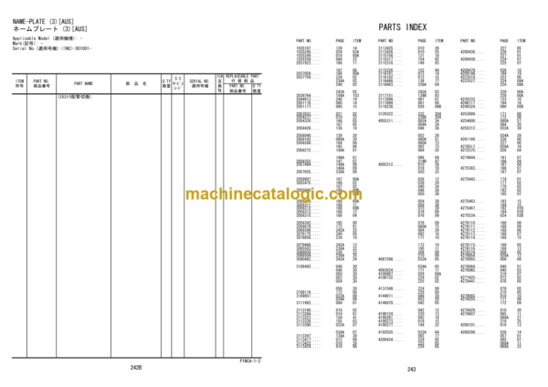 Hitachi AX14-4 Mini Excavator Parts Catalog