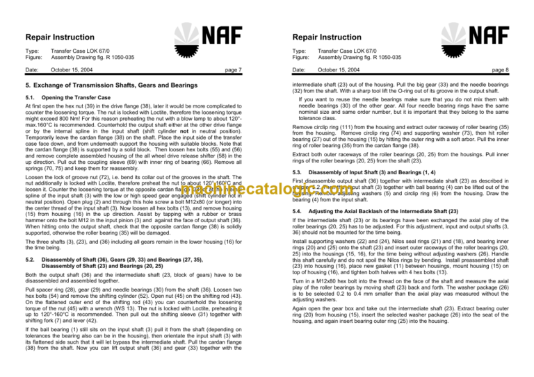 Timberjack CTM283 NAF TRANSFER CASE SERVICE MANUAL