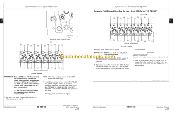 John Deere 9.0 L OEM Diesel Engines Base Engine Repair Technical Manual (CTM400)