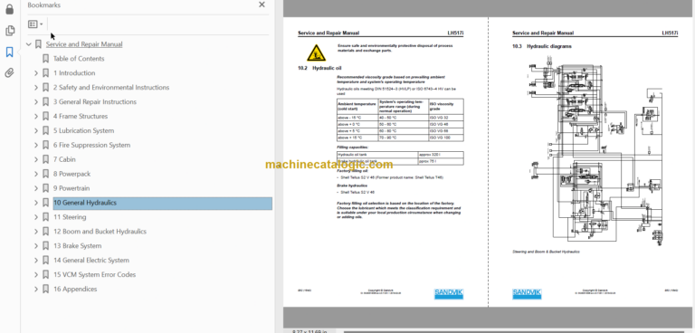 Sandvik LH517 Mining Loader Service and Parts Manual (L817D621)