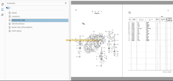 Hitachi JD992E Excavator Parts Catalog