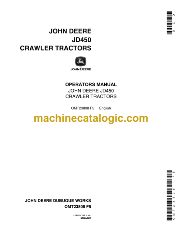John Deere JD450 Crawler Tractos Operators Manual (OMT23808)