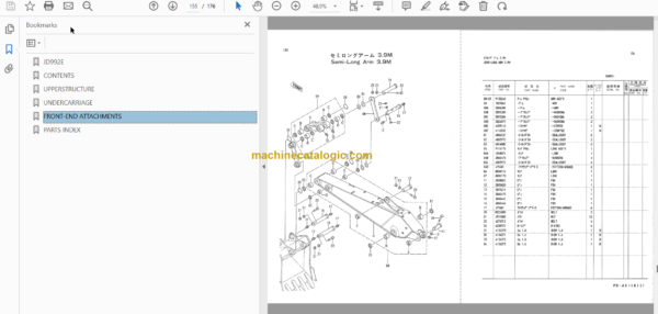 Hitachi JD992E Excavator Parts Catalog