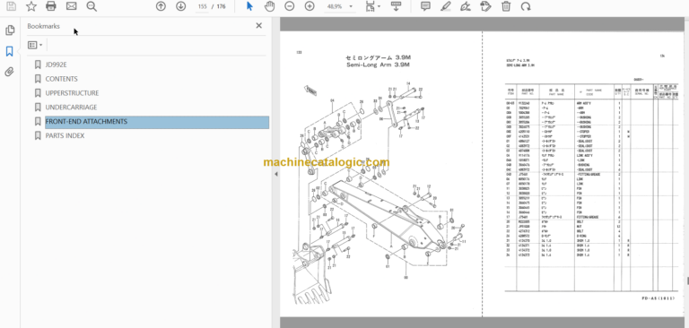 Hitachi JD992E Excavator Parts Catalog