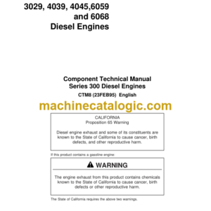 John Deere Series 300 3029 4039 4045 6059 and 6068 Diesel Engines Component Technical Manual (CTM8)