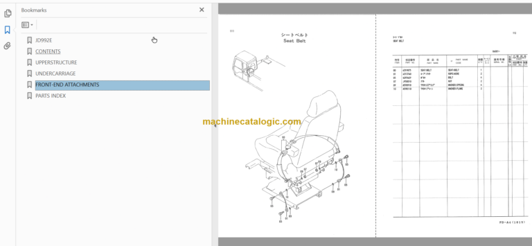 Hitachi JD992E Excavator Parts Catalog